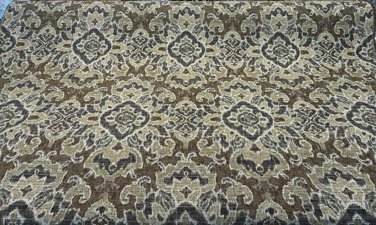 Upholstery Mazaro Moss Hindley Brown Damask Chenille Fabric By The